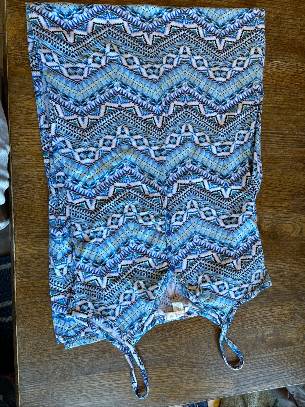 Blue Patterned Maxi Dress with Spaghetti Straps